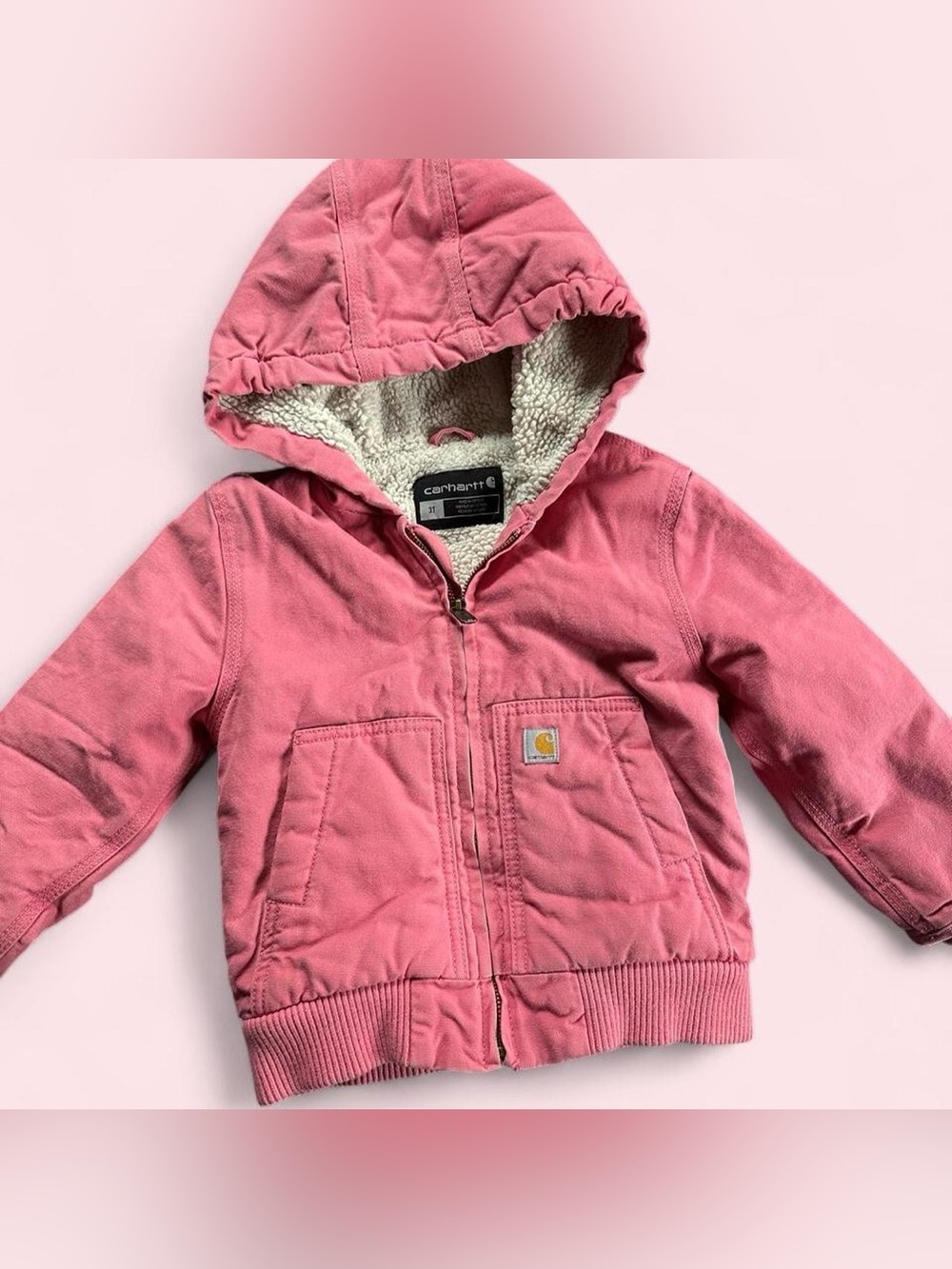 Carhartt Kids Pink Hooded Sherpa-Lined Jacket